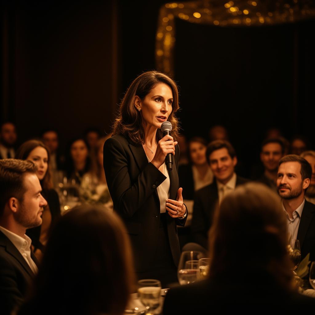 Participante apresentando no palco do Open Mic